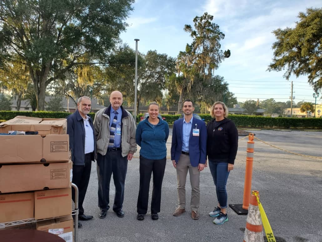 Pictured from left to right:  George Mavros, Chief Operating Officer; Craig McCurdy Director of Pharmacy Services; Emily Minter, Director of Rehab and OP Services; Nick Choto, PT, DPT Manager of Rehab and OP Services; Barbara Sprague, Executive Director, Community Food Bank