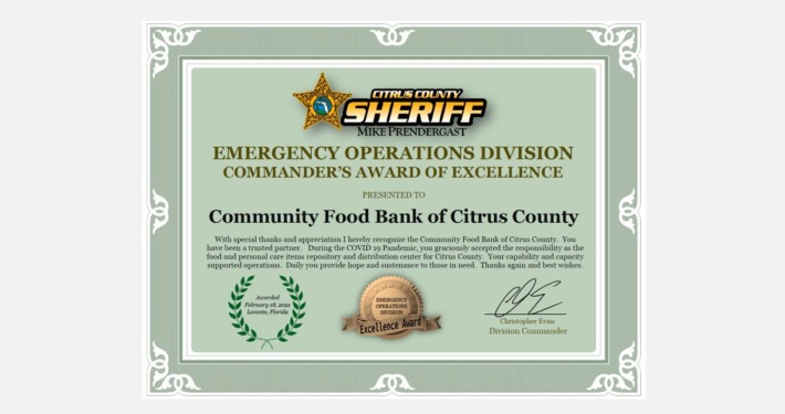 Community Food Bank Recognized by Citrus County EOC